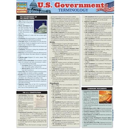 BARCHARTS BarCharts 9781423215110 U.S. Government Terminology Quickstudy Easel 9781423215110